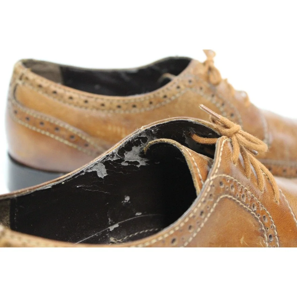 BOSTONIAN CLASSICS Men's Burgundy Leather Wing Tip Oxfords Size 10.5 B Made USA